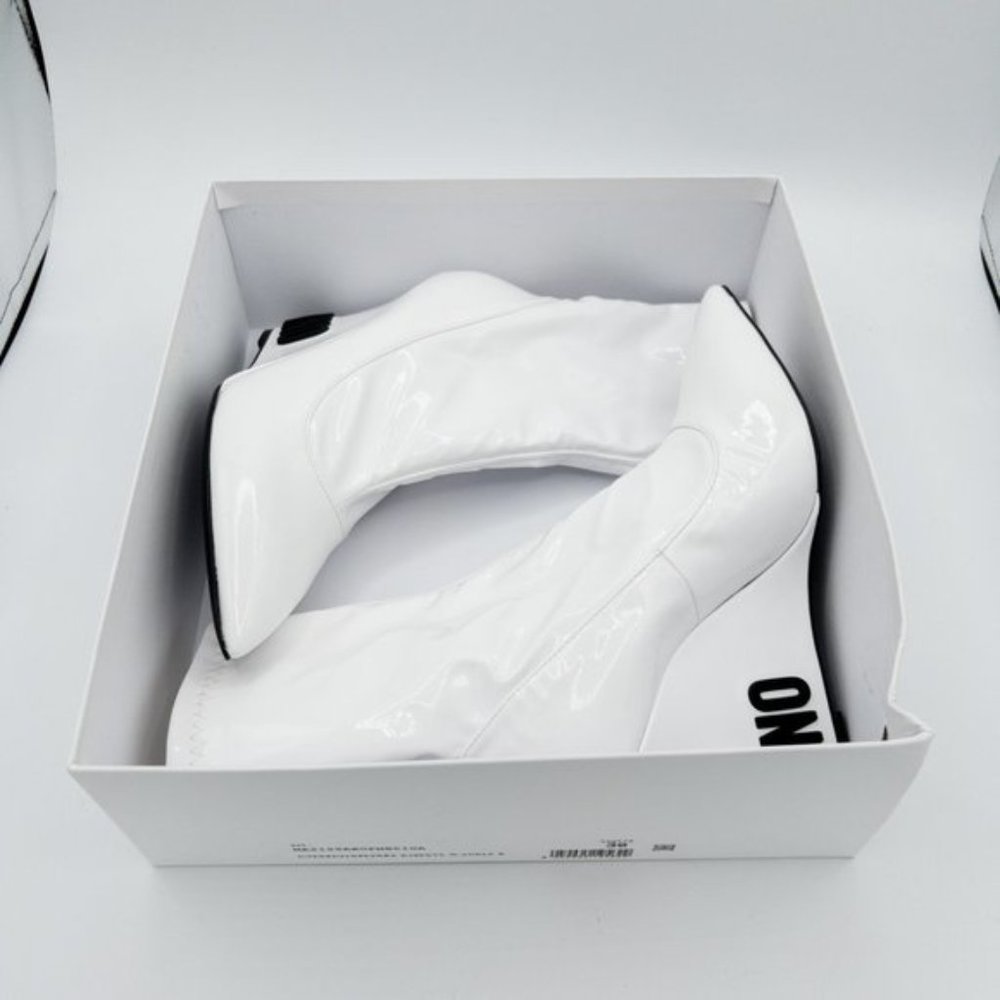 Moschino Women's Patent-Leather Pointed Toe Wedge Ankle Boots - Picture 13 of 14